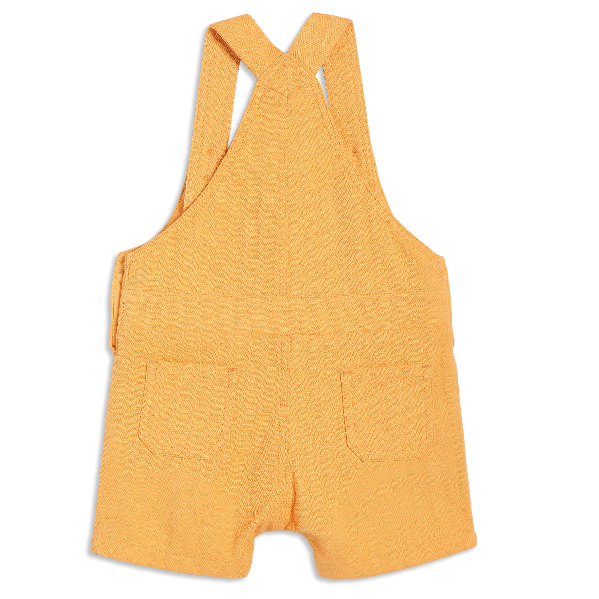 Baby Boys Dungaree Set with Dino Print T-shirt, Yellow & White