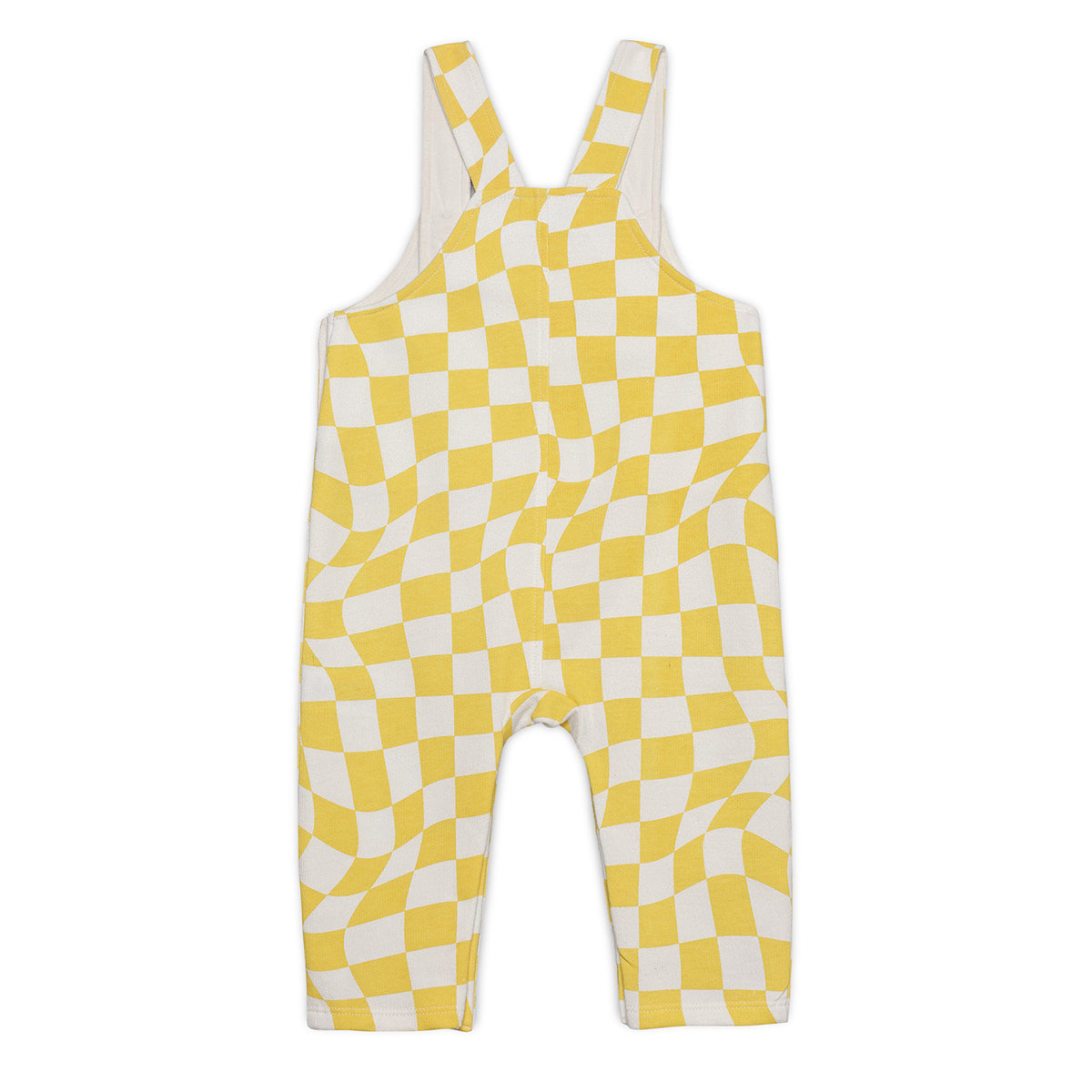 Baby Boys Checked Dungaree Set with Bunny Applique, Yellow