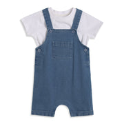 Baby Boys Blue Denim Dungaree Set Regular Fit Casual Wear
