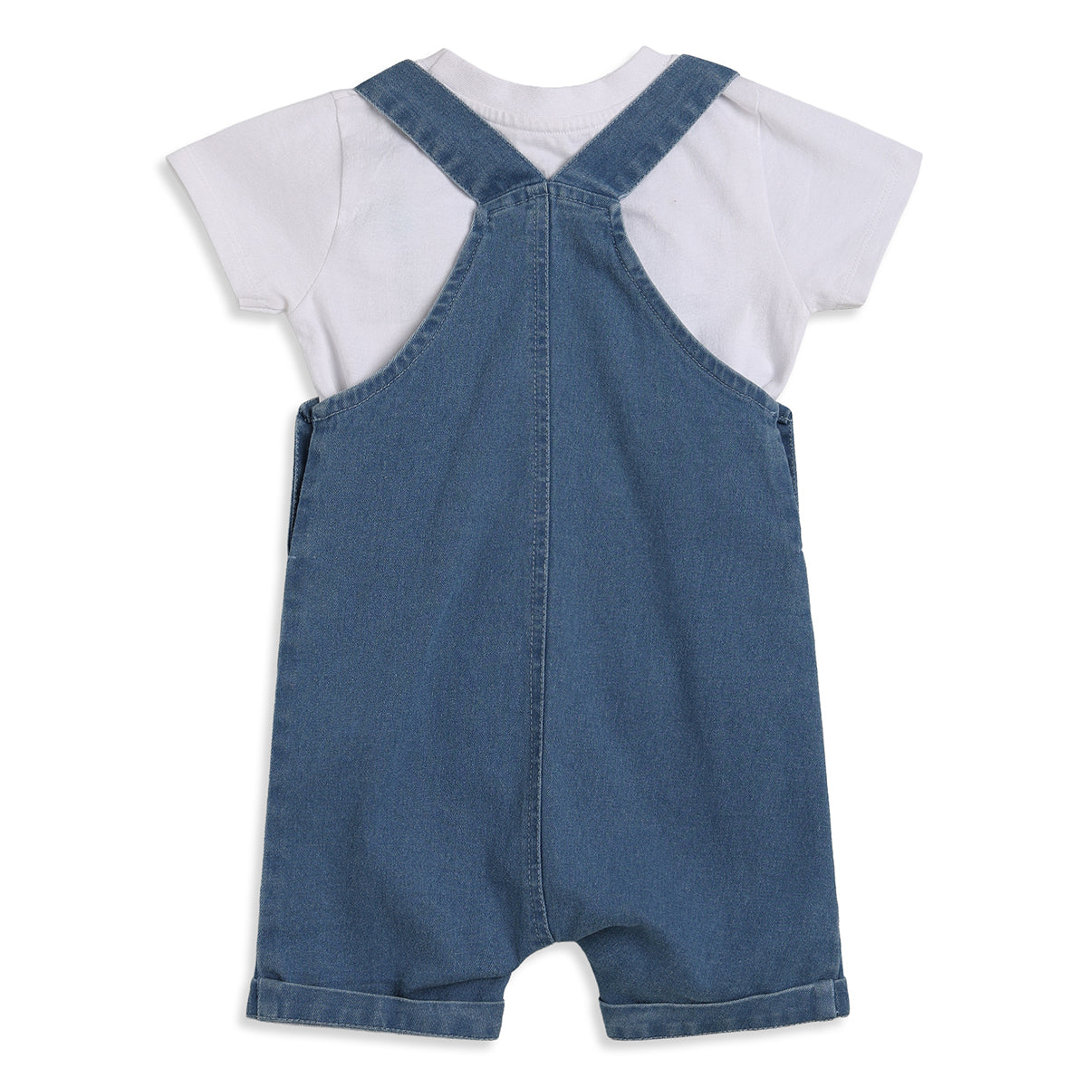 Baby Boys Blue Denim Dungaree Set Regular Fit Casual Wear