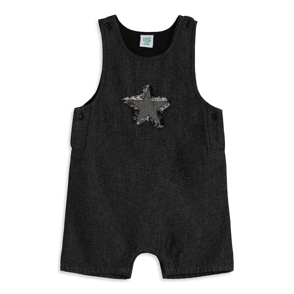 Baby Boys Black And White Woven Dungaree Set Regular Fit Casual Wear