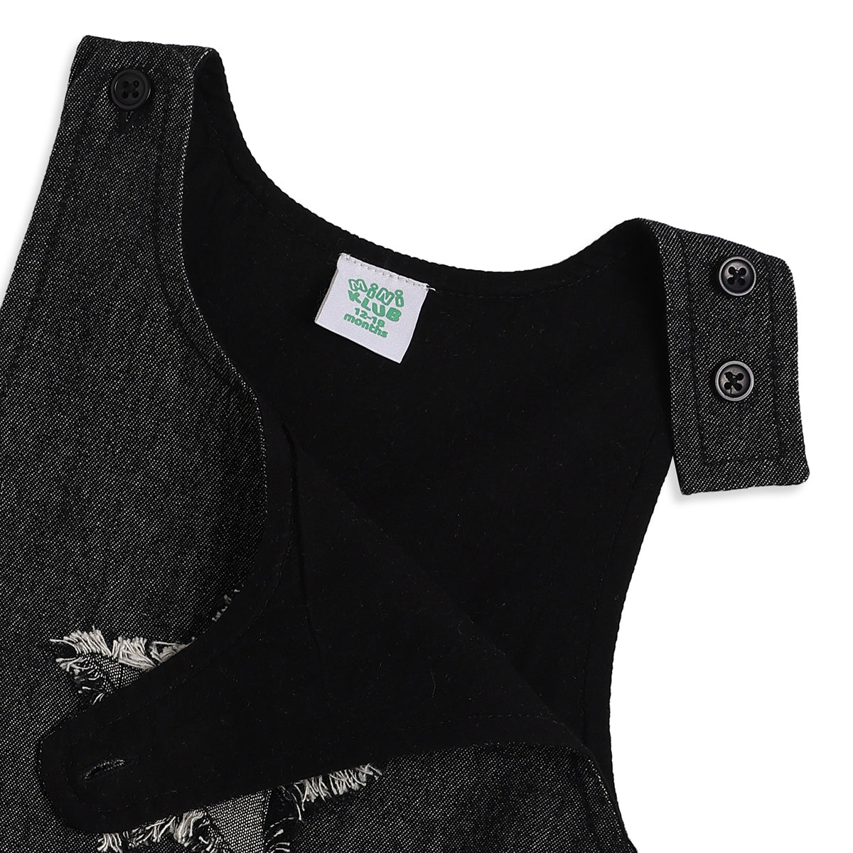 Baby Boys Black And White Woven Dungaree Set Regular Fit Casual Wear