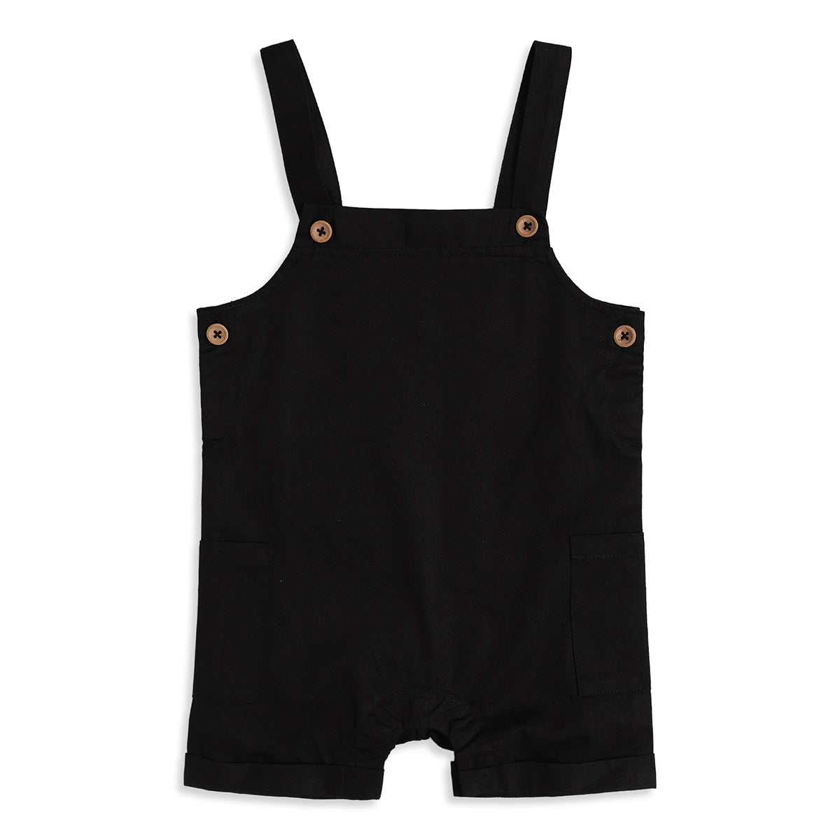 Baby Boys Black Dungaree Romper with Blue T-Shirt Casual Outfit Set