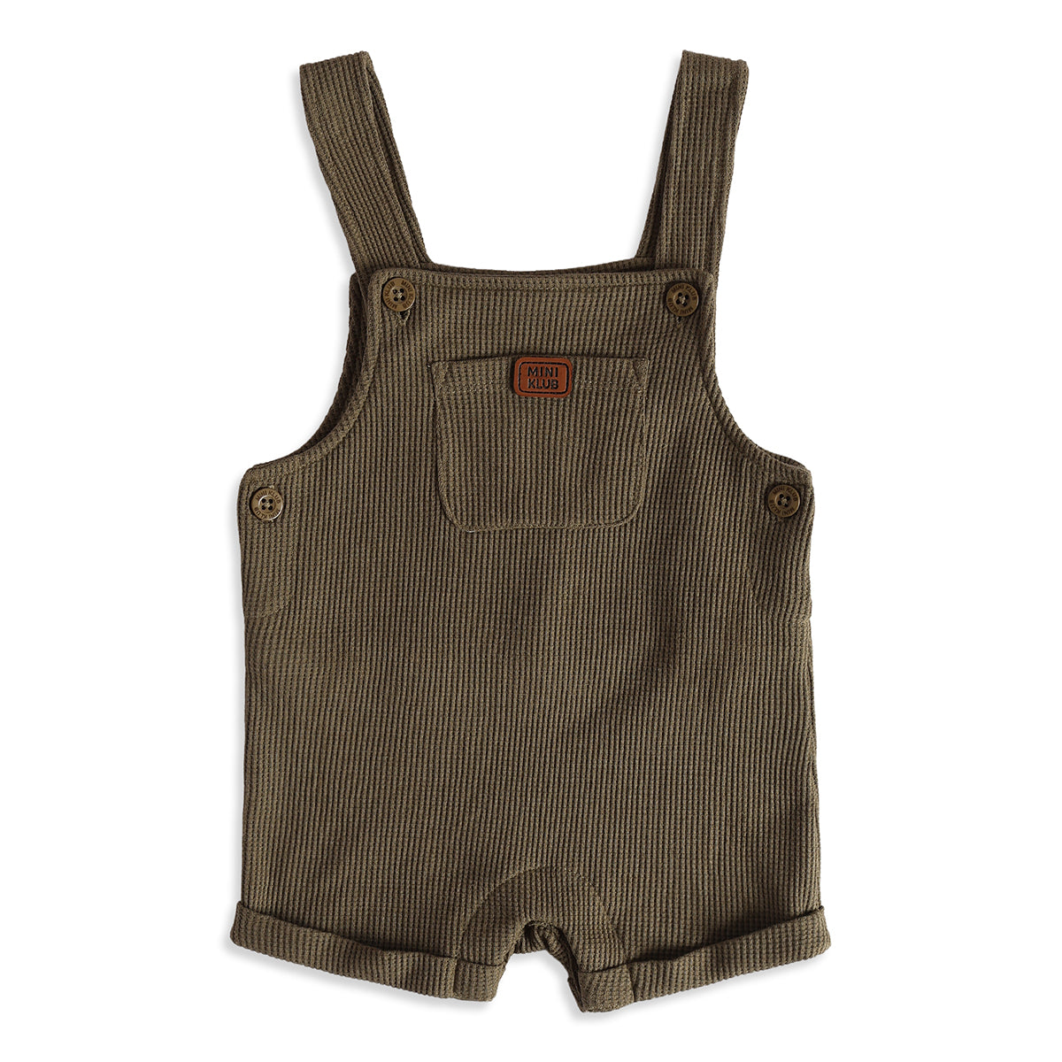 Baby Boys White Olive Cotton Dungaree Set Regular Fit Casual Wear