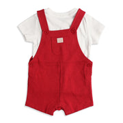 Baby Boys Red Dungaree Romper with White T-Shirt Casual Summer Outfit Set