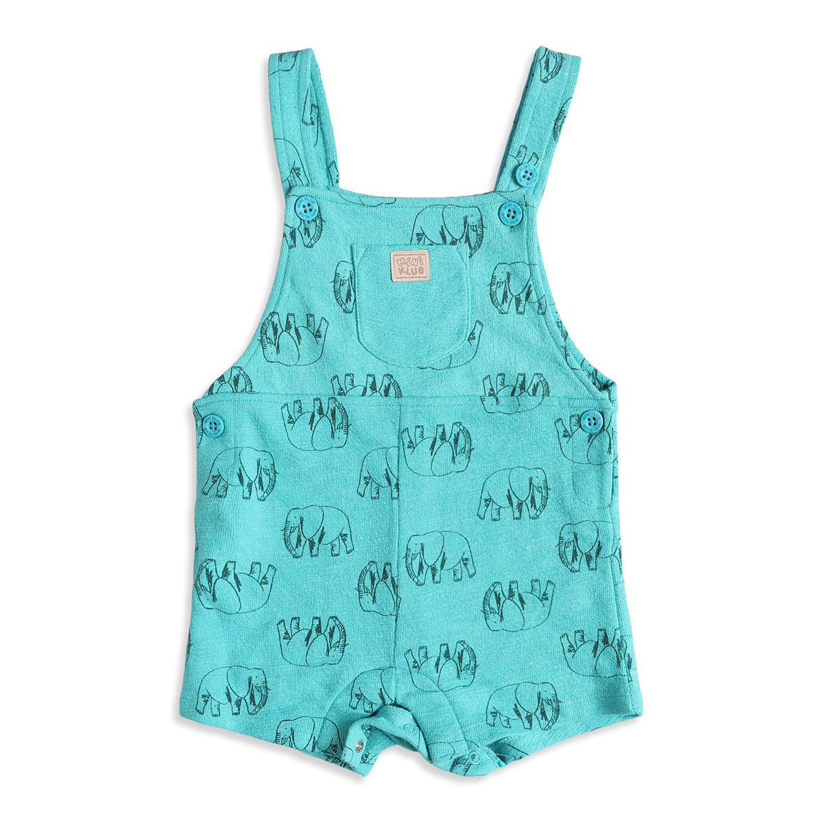 Baby Boys Blue Elephant Print Dungaree Romper with White T-Shirt Casual Summer Outfit Set