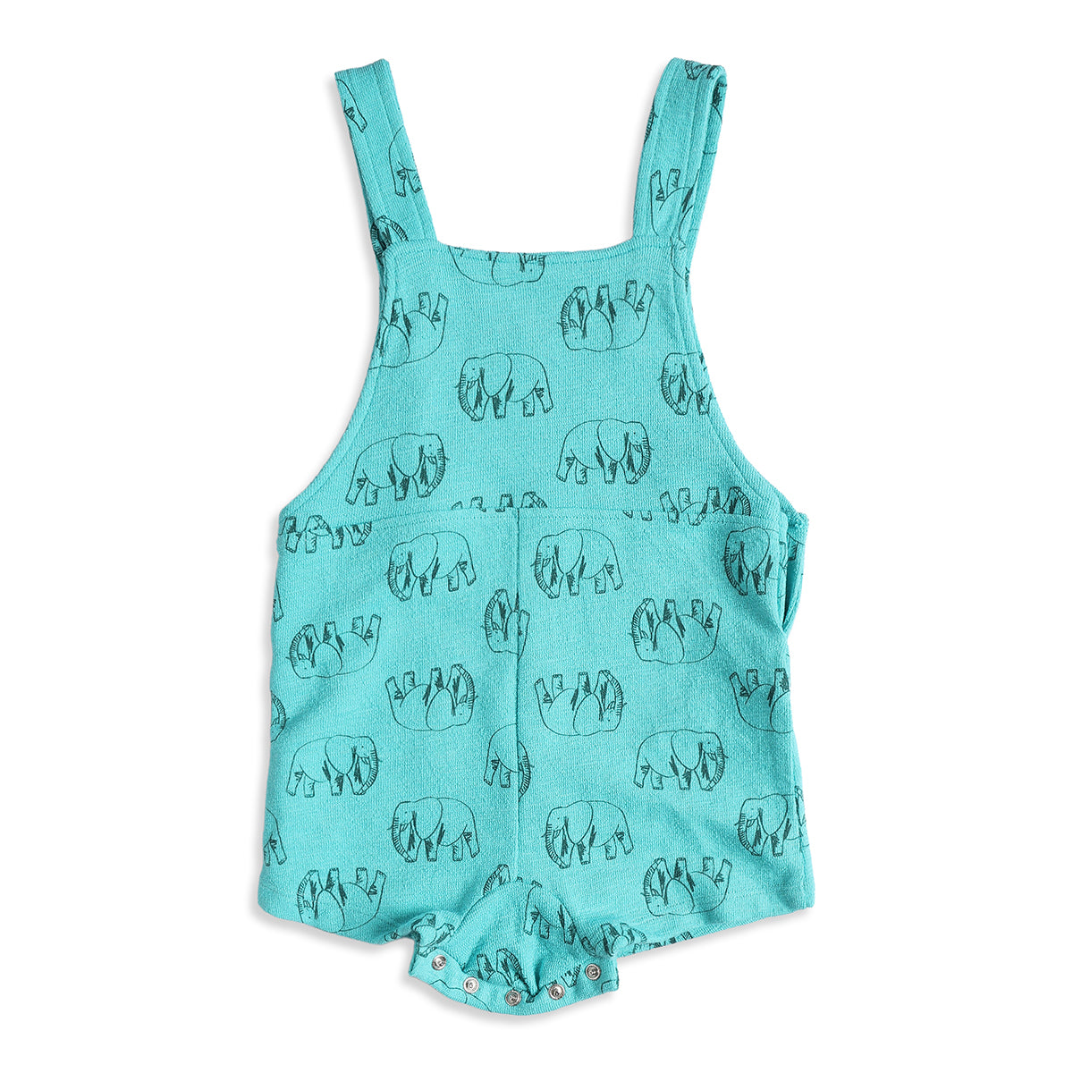 Baby Boys Blue Elephant Print Dungaree Romper with White T-Shirt Casual Summer Outfit Set