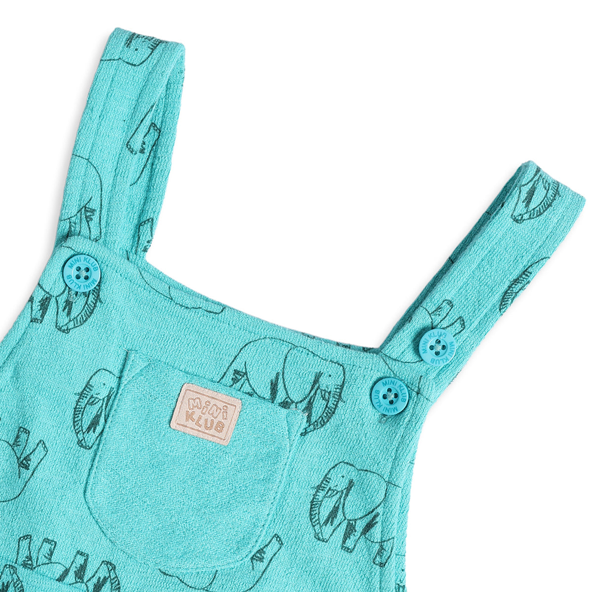 Baby Boys Blue Elephant Print Dungaree Romper with White T-Shirt Casual Summer Outfit Set
