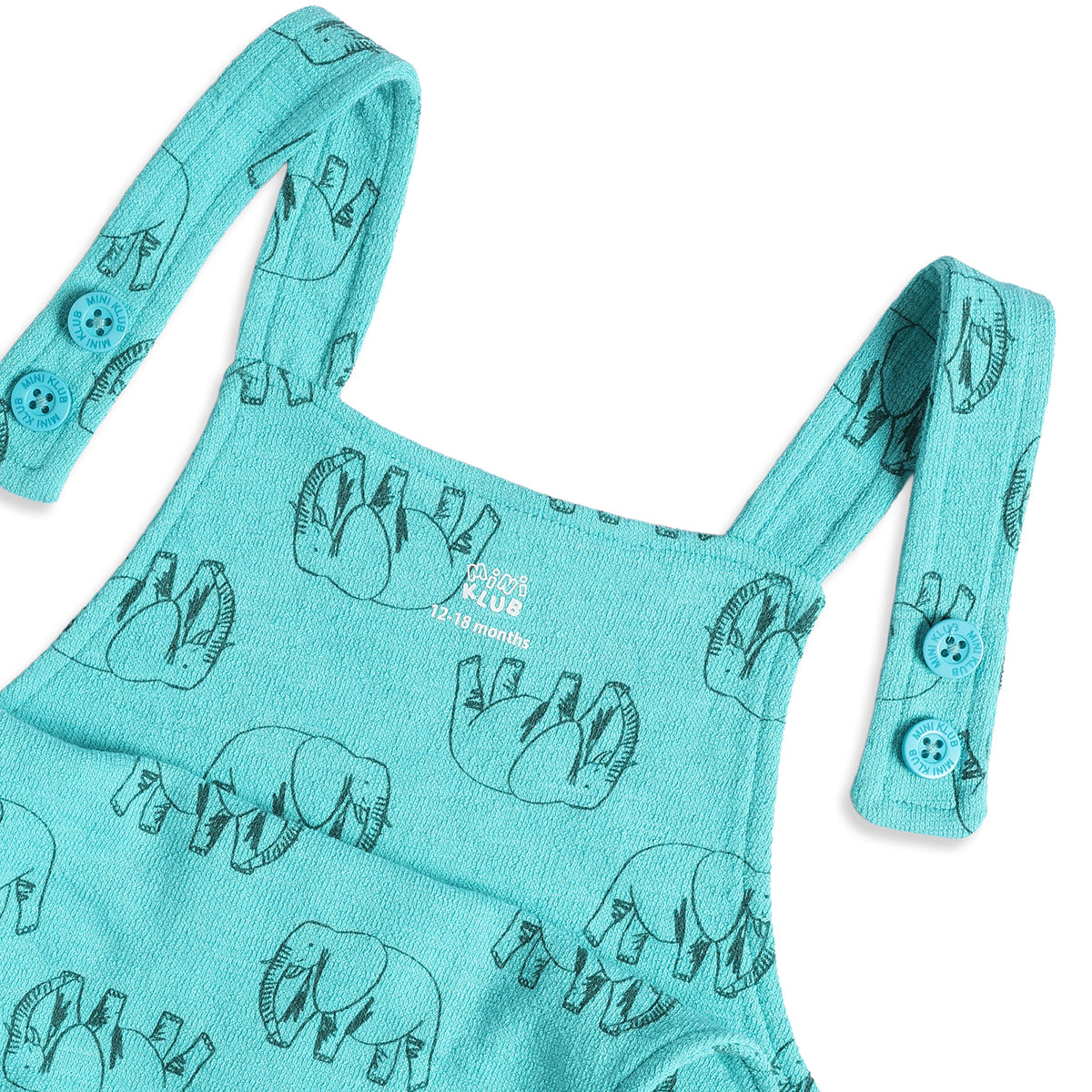 Baby Boys Blue Elephant Print Dungaree Romper with White T-Shirt Casual Summer Outfit Set