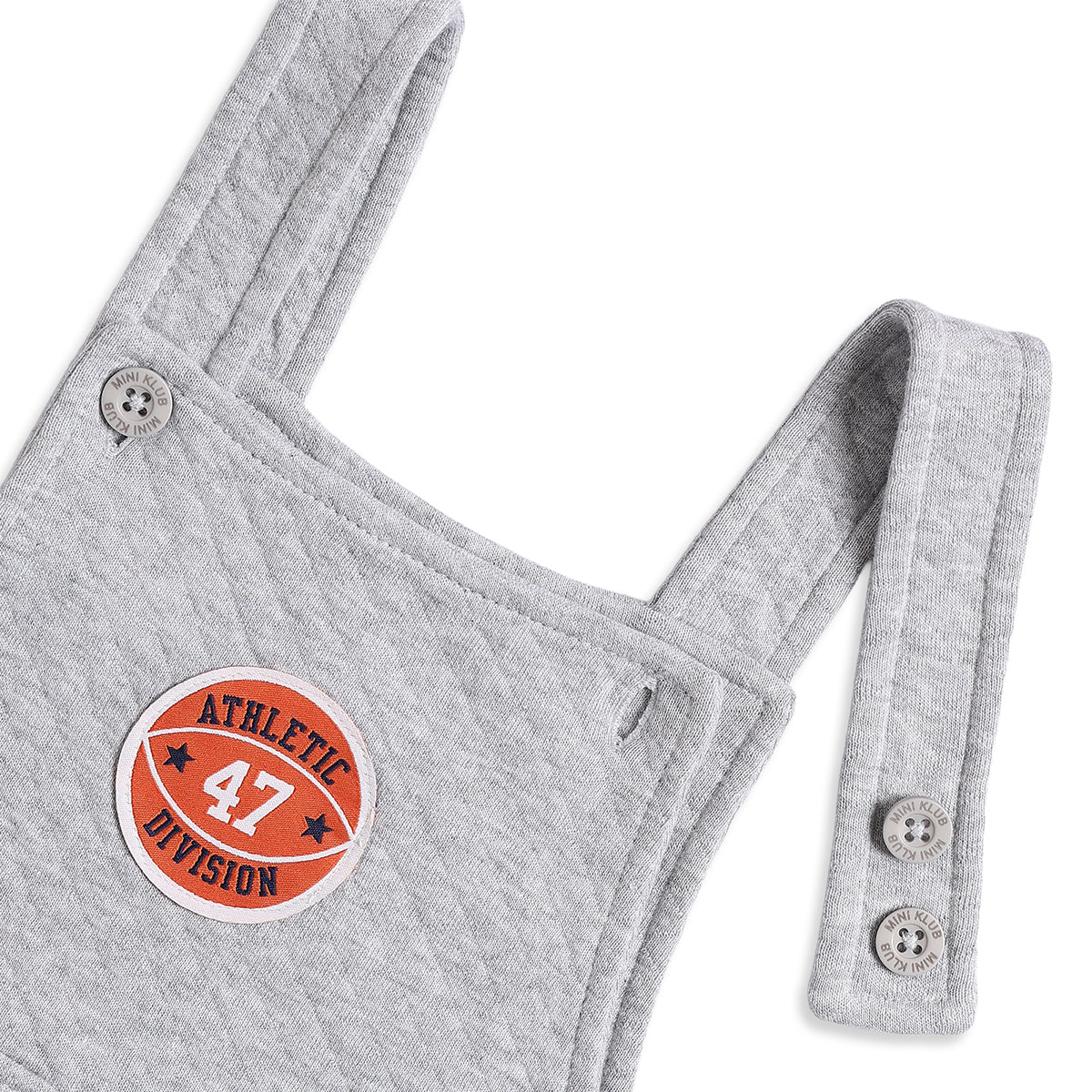 Baby Boys Grey Quilted Dungaree Romper with Navy Blue T-Shirt Casual Outfit Set