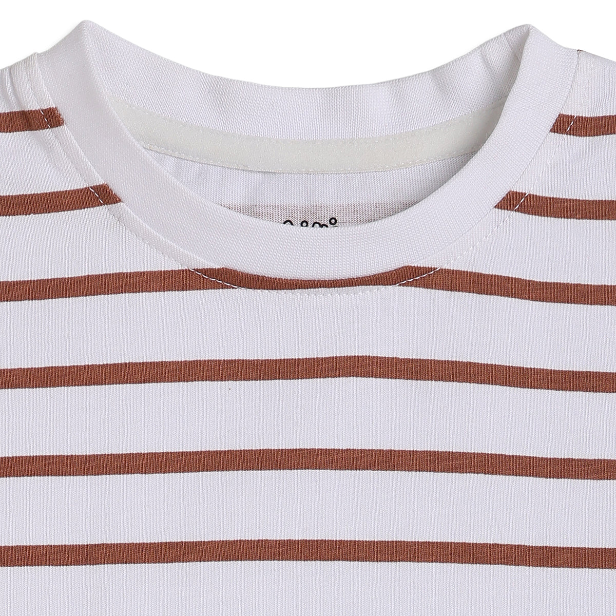 Baby Boys Rust Brown And White Cotton Striped T-Shirt With Animal Print Dungaree Shorts Set Regular Fit Casual Wear