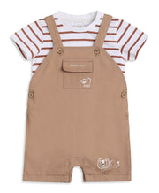Baby Boys Brown And White Cotton Dungaree Set Regular Fit Casual Wear