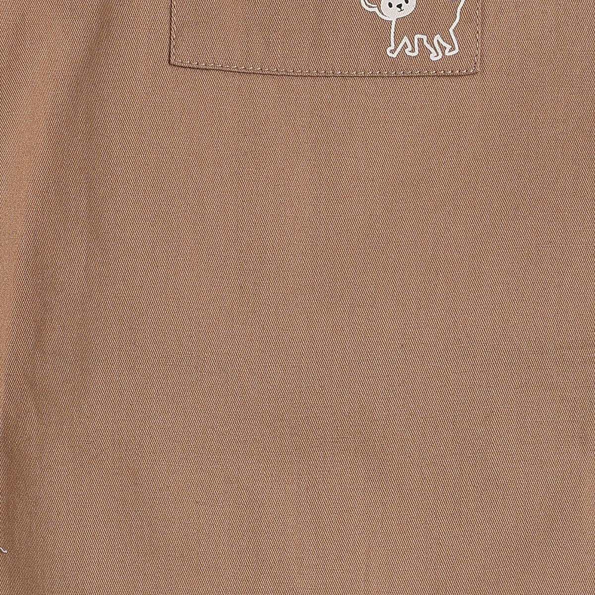 Baby Boys Brown And White Cotton Dungaree Set Regular Fit Casual Wear