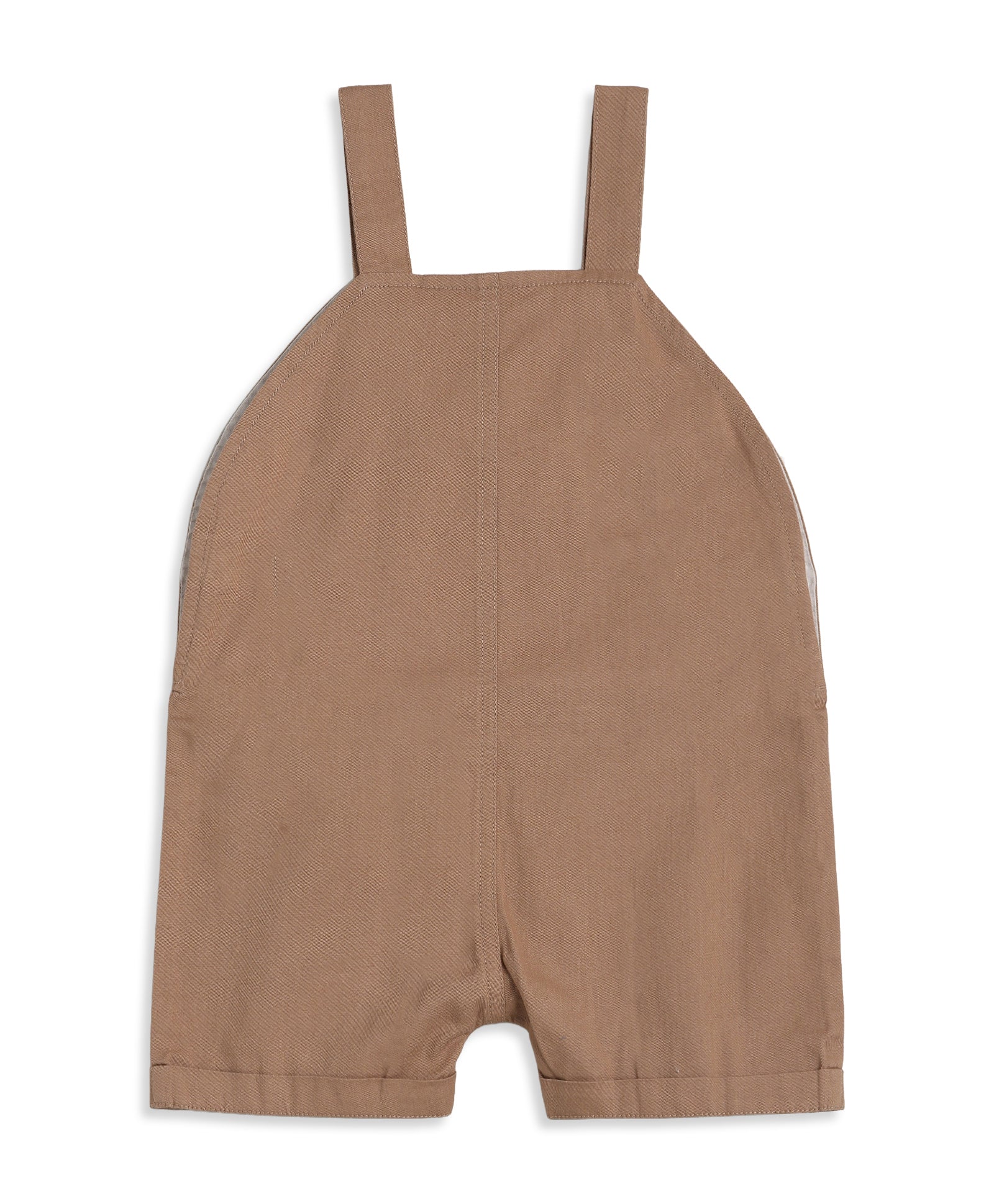 Baby Boys Brown And White Cotton Dungaree Set Regular Fit Casual Wear