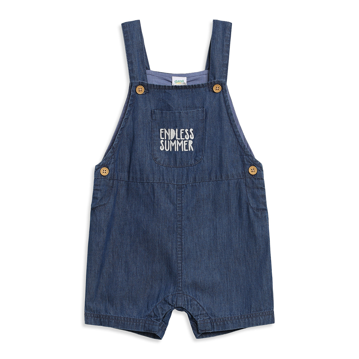 Baby Boys White And Blue Cotton Dungaree Set Regular Fit Casual Wear
