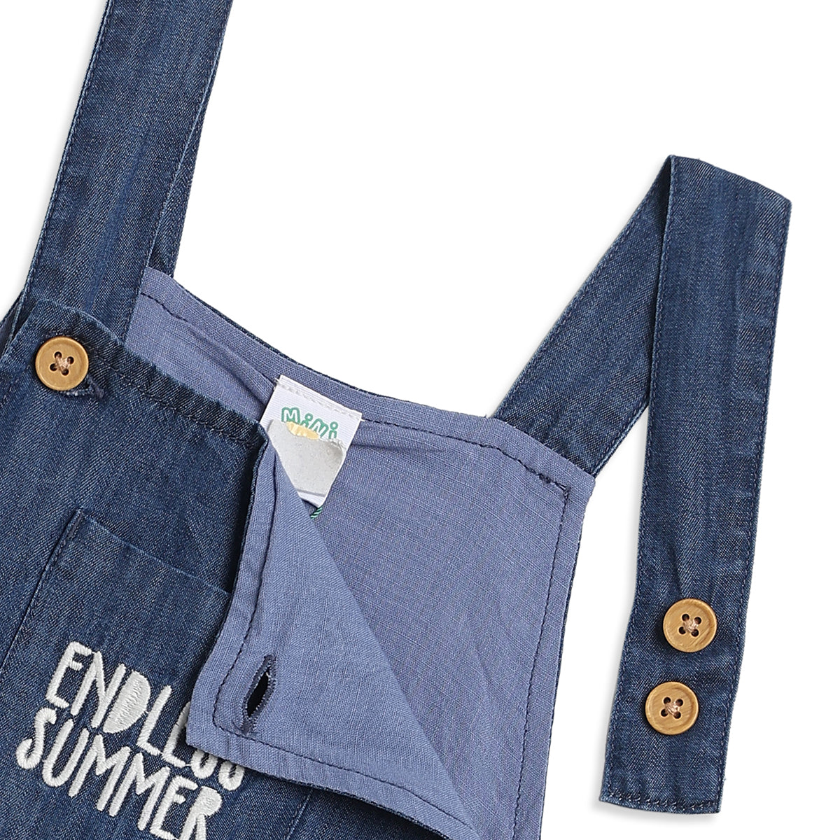 Baby Boys White And Blue Cotton Dungaree Set Regular Fit Casual Wear