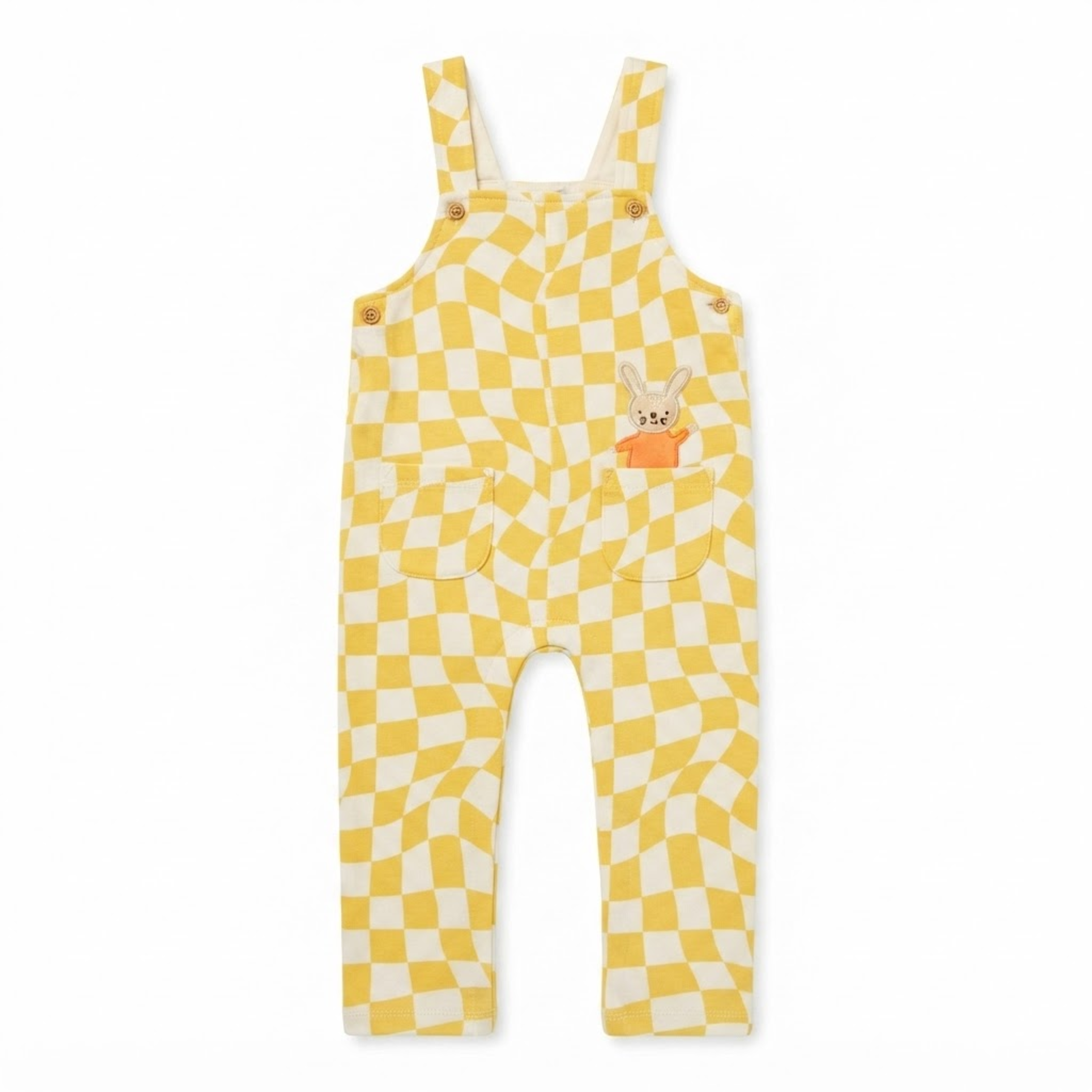 Baby Boys Yellow and White Cotton Dungaree Set Regular Fit Casual Wear