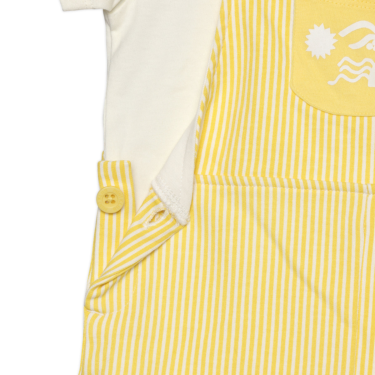Baby Boys Striped Dungaree Set, Yellow and White