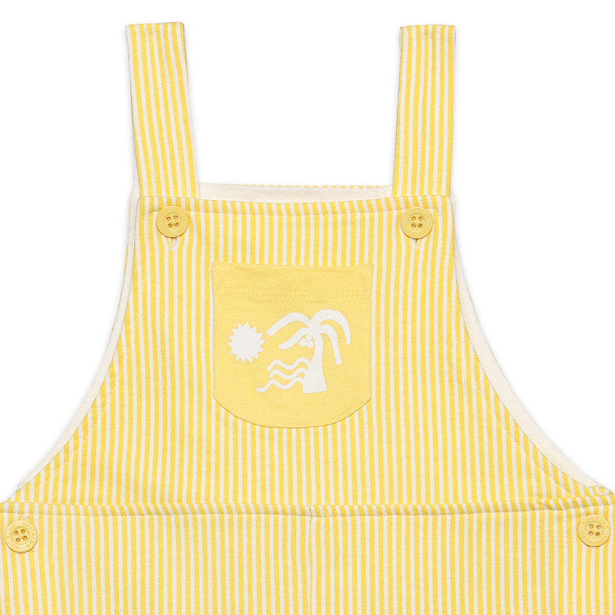 Baby Boys Striped Dungaree Set, Yellow and White