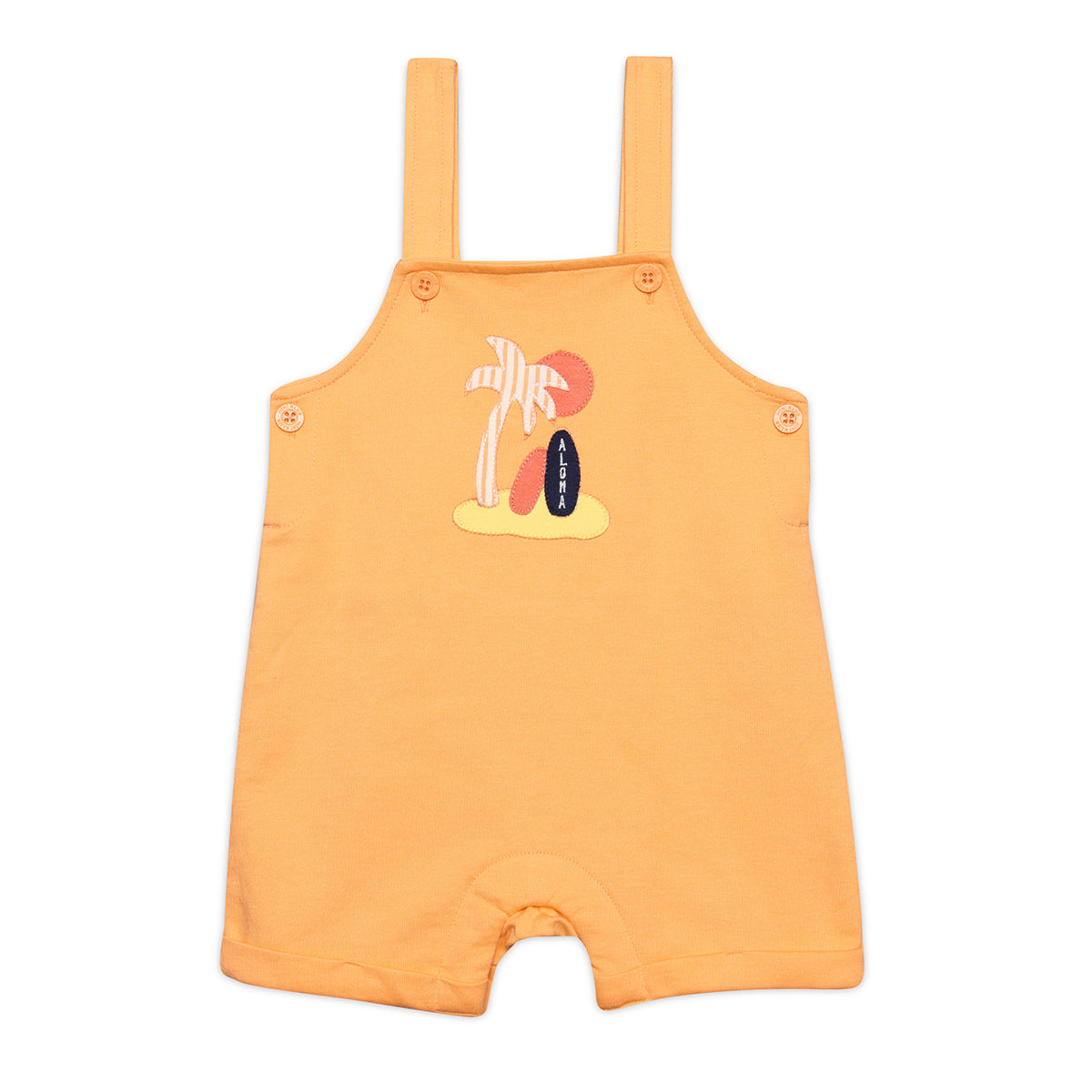 Baby Boys Aloha Dungaree Set, Orange and Cream