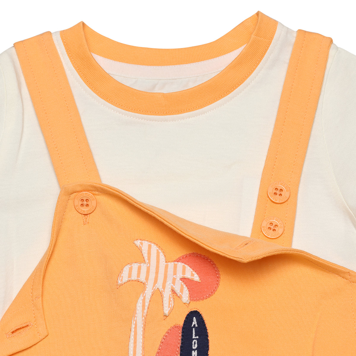 Baby Boys Aloha Dungaree Set, Orange and Cream