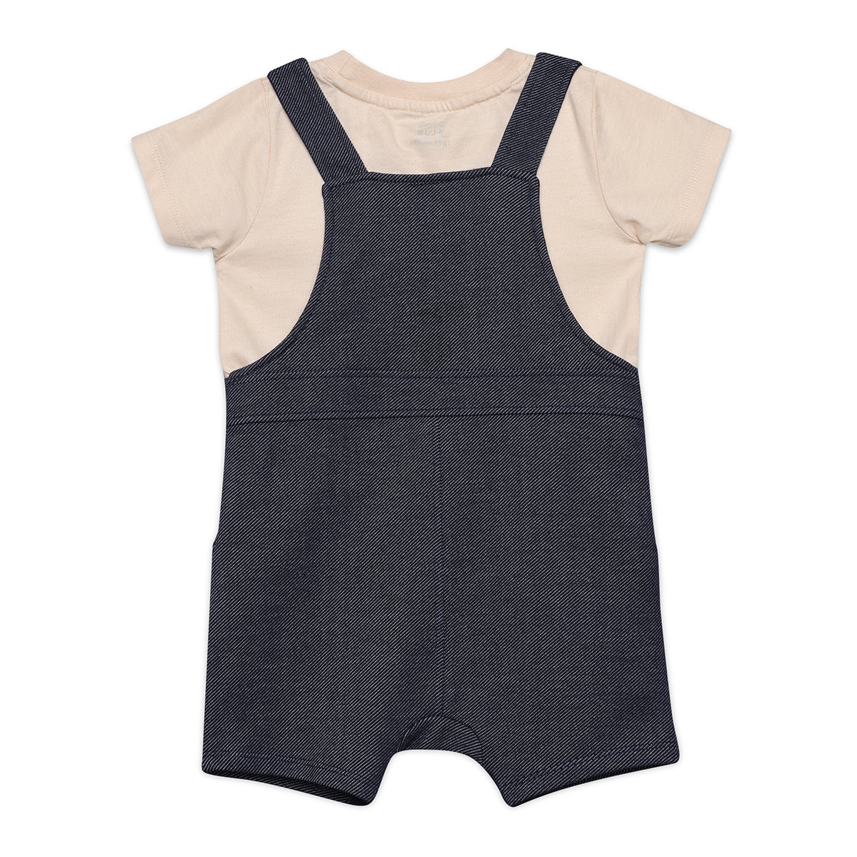Baby Boys Solid Dungaree Set, Navy and Beige