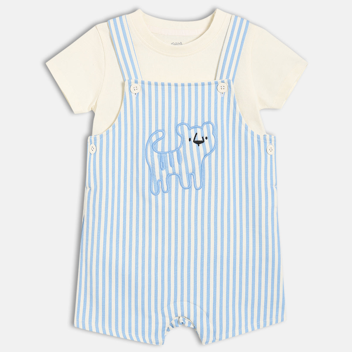 Baby Boys Striped Dungaree Set, Multicolour