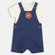 Baby Boys Printed Dungaree Set, Multicolour