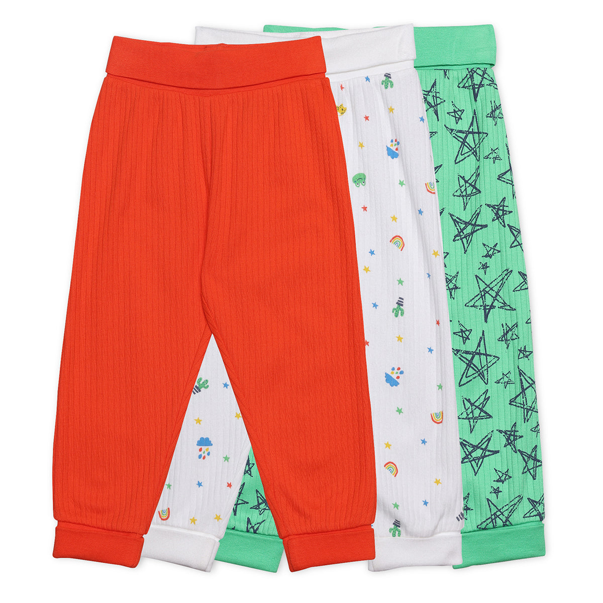 Baby Boys Printed & Solid Knit Bottoms Pack of 3, Multicolor
