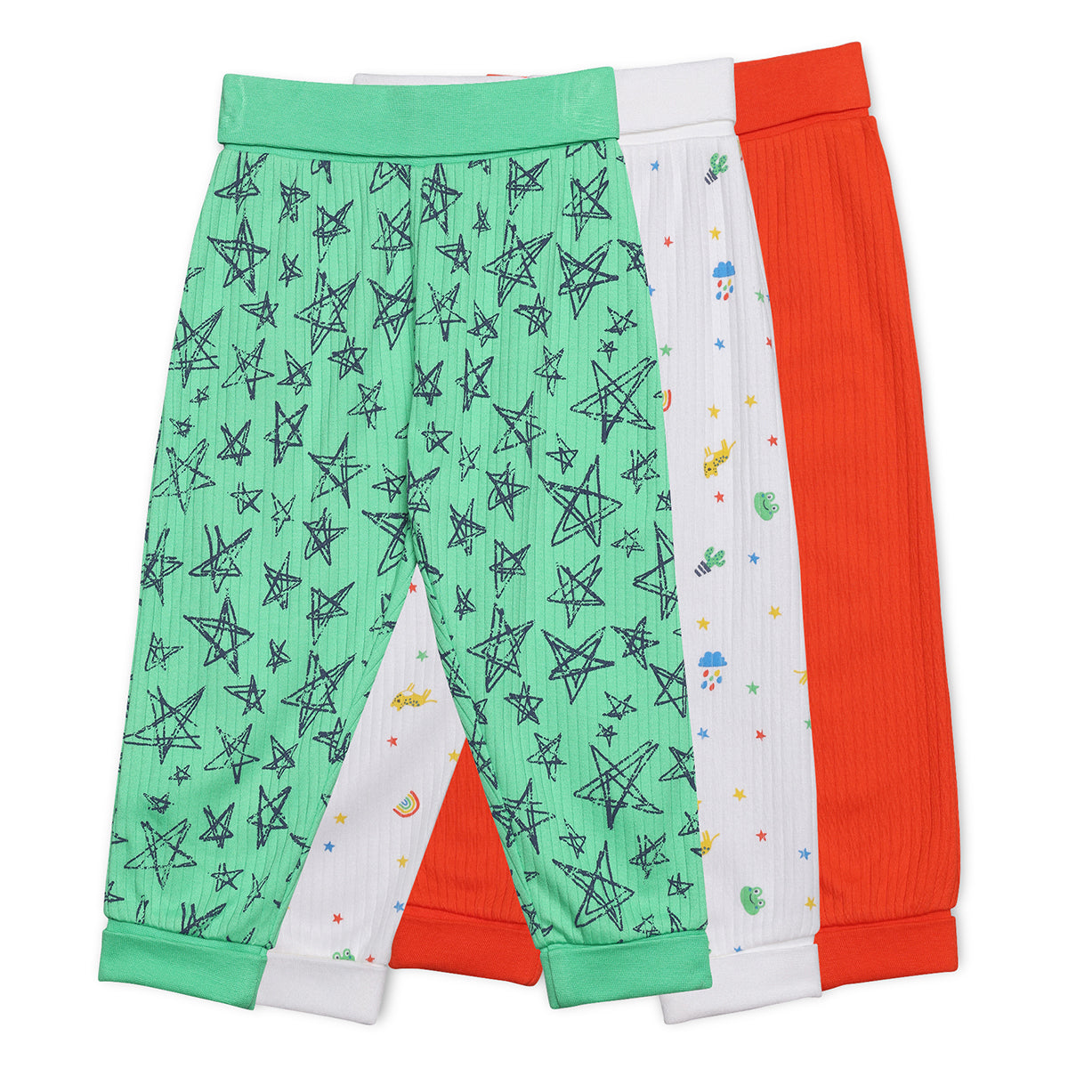 Baby Boys Printed & Solid Knit Bottoms Pack of 3, Multicolor