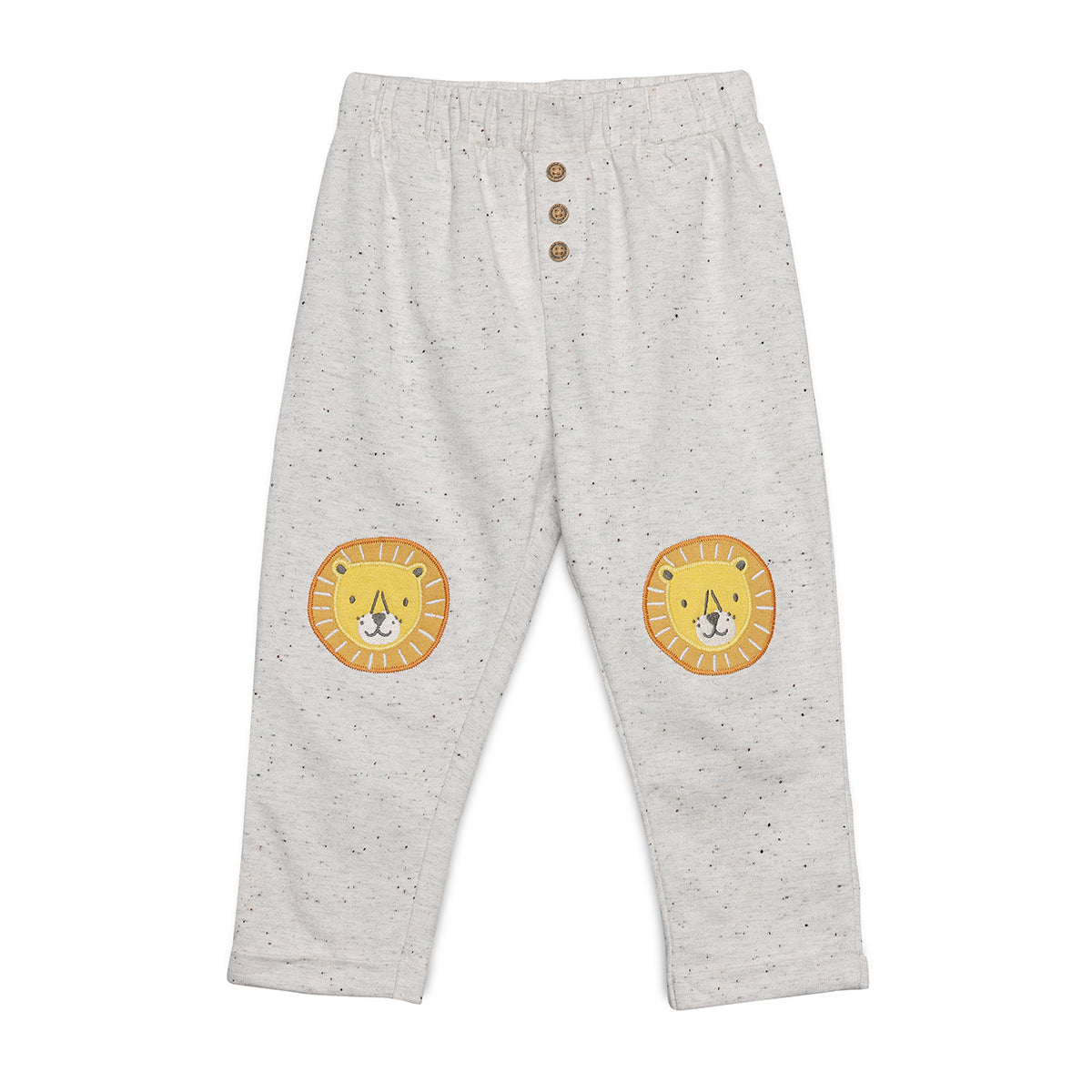 Baby Boys Lion Patch Knit Bottom, Grey