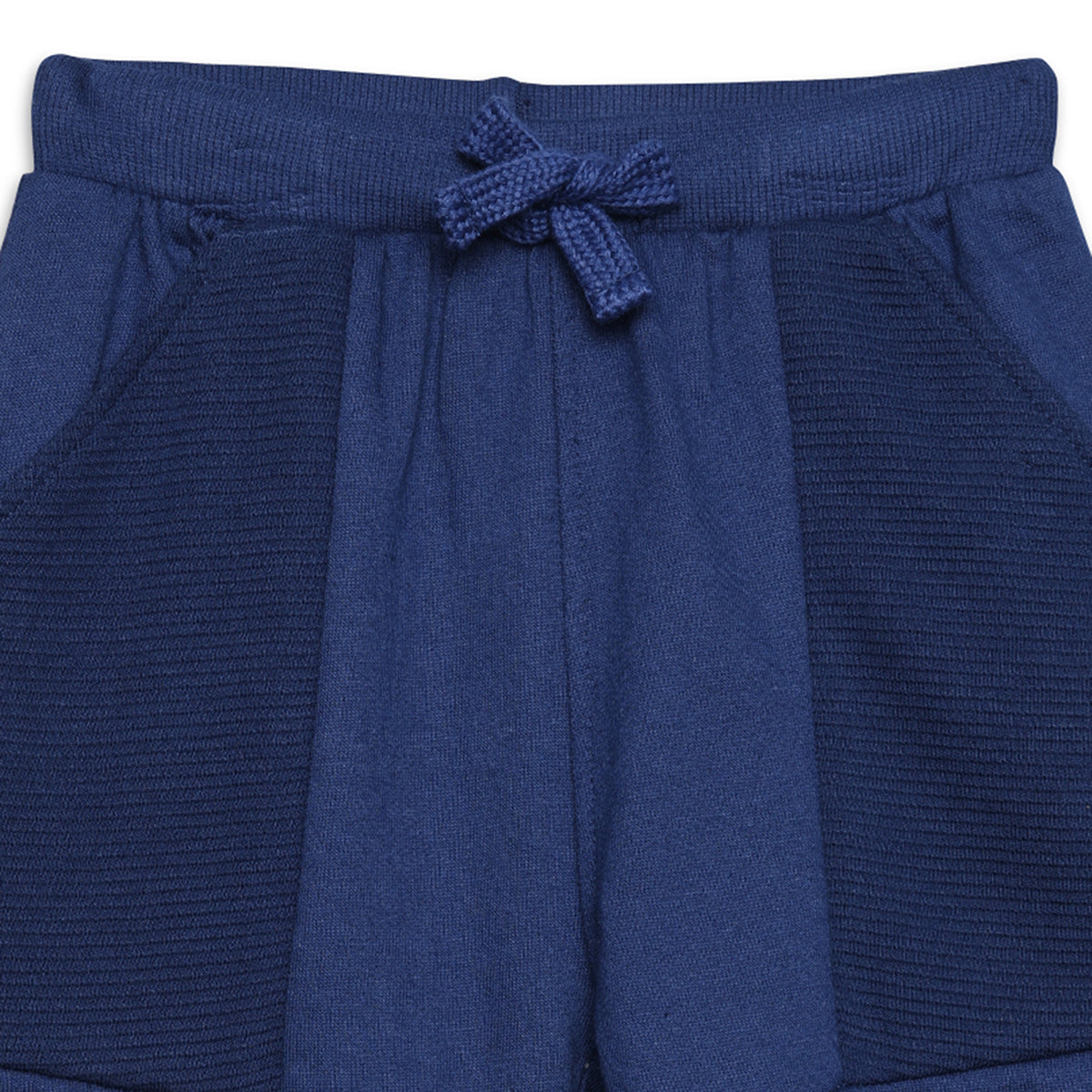 Baby Boys Solid Knit Jogger Pants with Branding, Navy Blue
