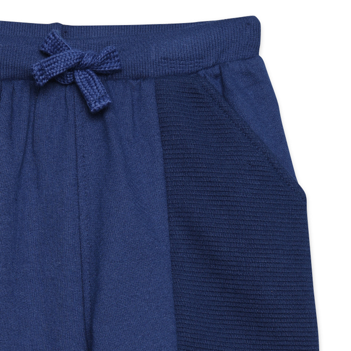 Baby Boys Solid Knit Jogger Pants with Branding, Navy Blue
