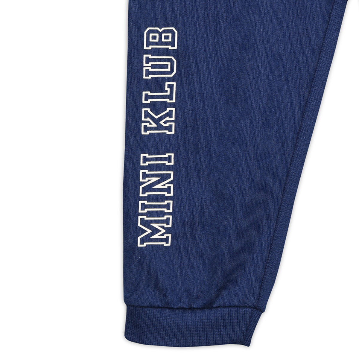 Baby Boys Solid Knit Jogger Pants with Branding, Navy Blue
