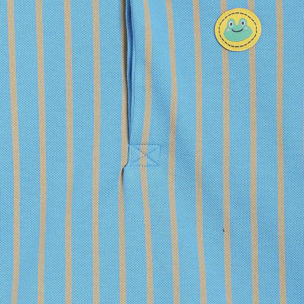 Baby Boys Striped Polo T-Shirt, Blue with Beige Stripes
