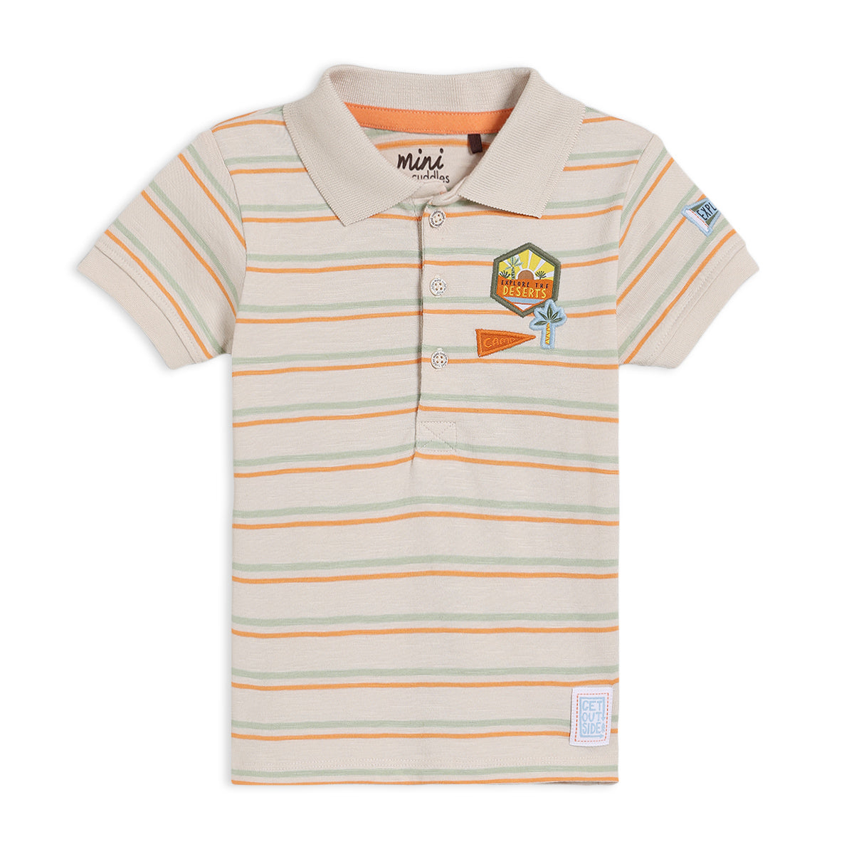 Baby Boys Striped Polo T-Shirt, Beige
