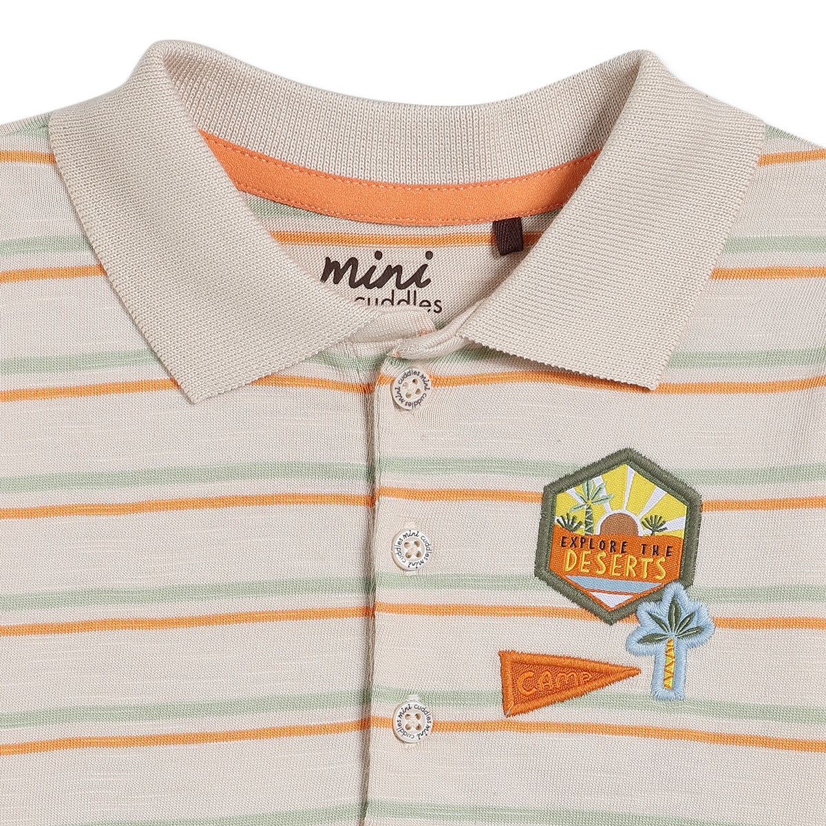 Baby Boys Striped Polo T-Shirt, Beige