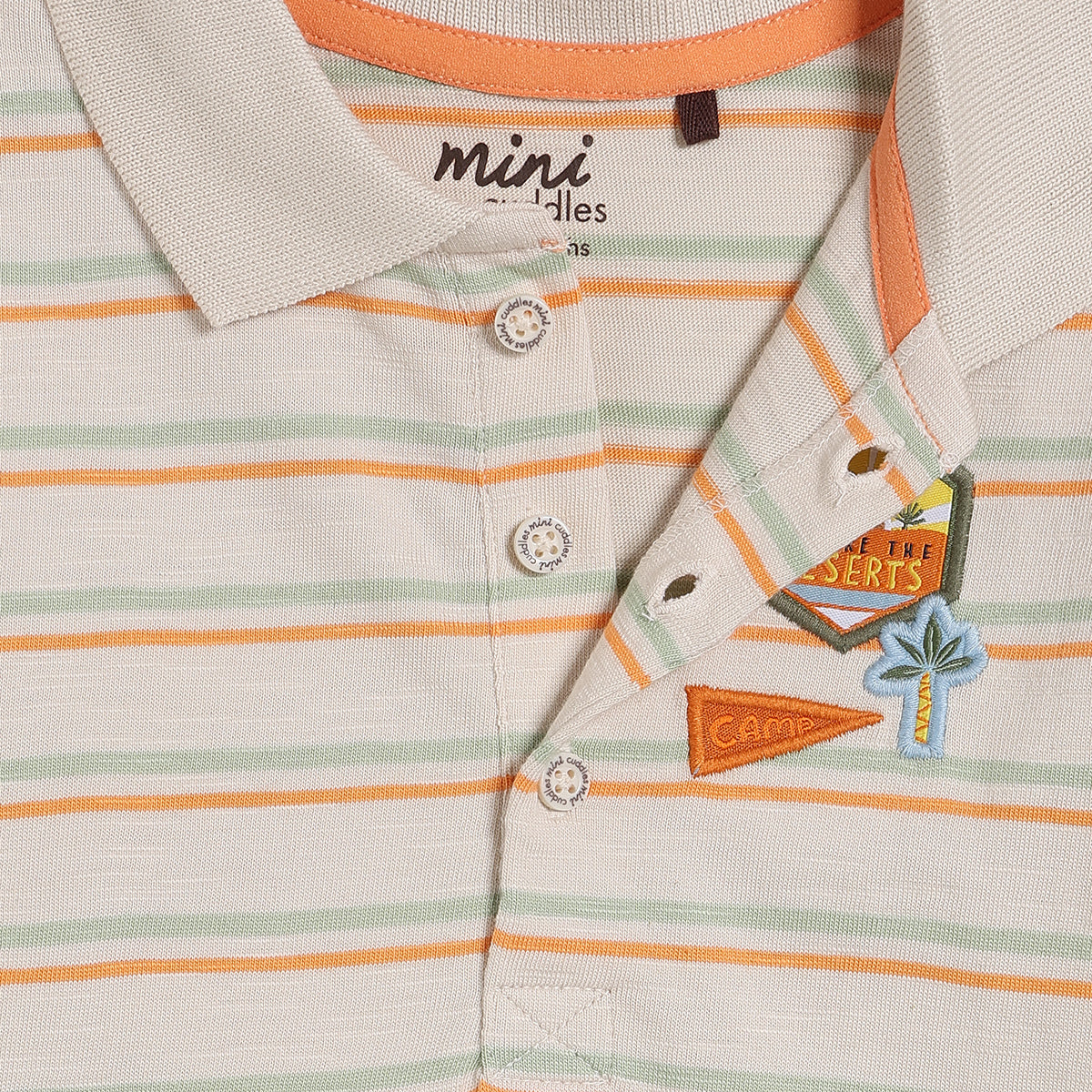 Baby Boys Striped Polo T-Shirt, Beige