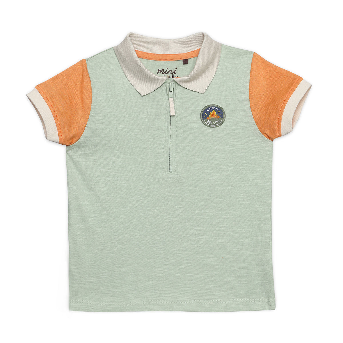 Baby Boys Colourblock Polo T-Shirt with Badge Detail, Multicolour