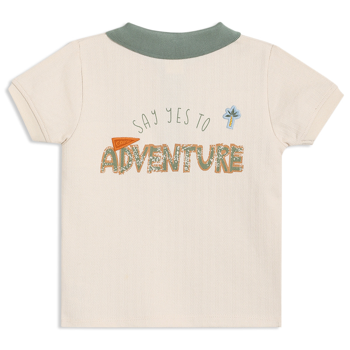 Baby Boys Solid Polo T-Shirt, Beige And Green