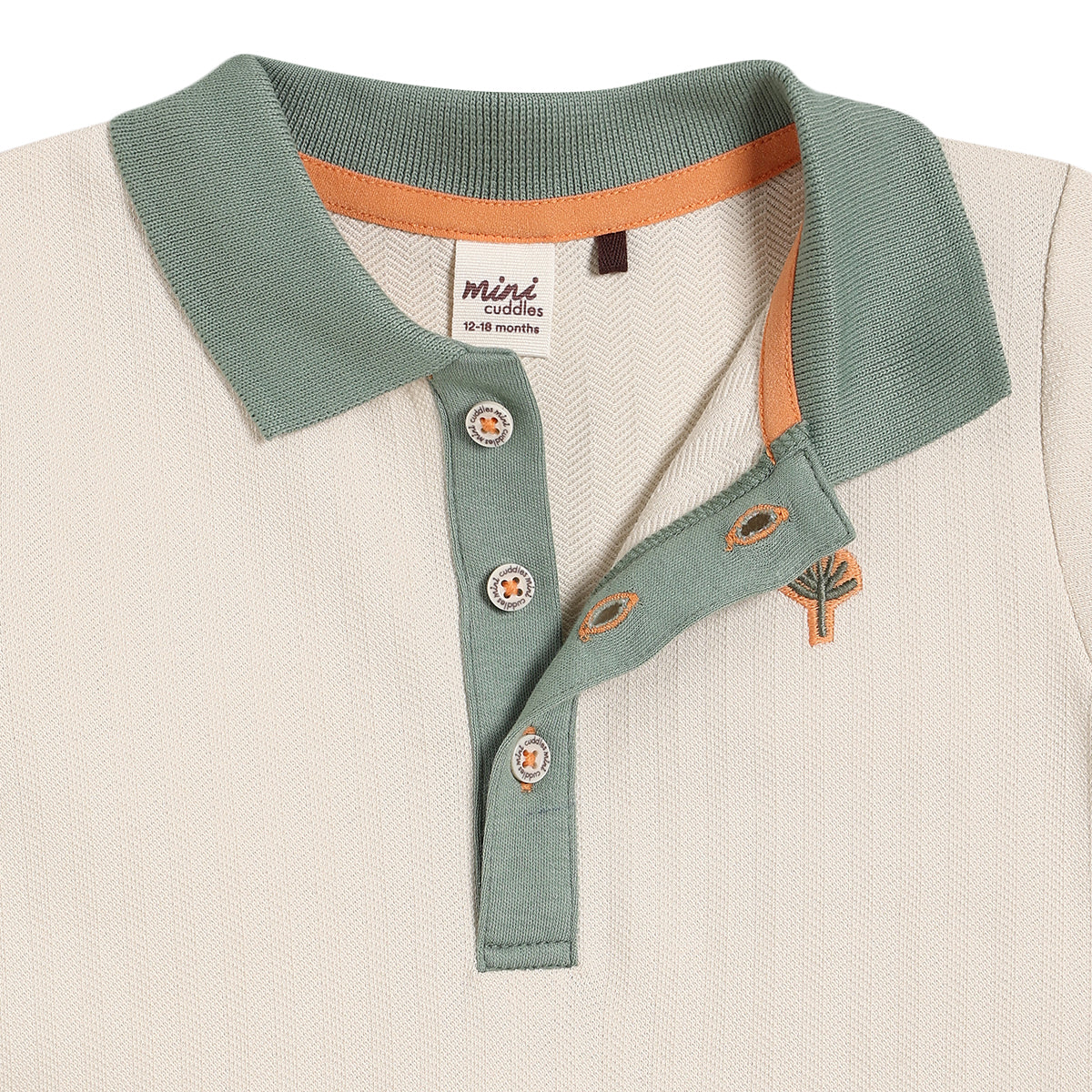 Baby Boys Solid Polo T-Shirt, Beige And Green