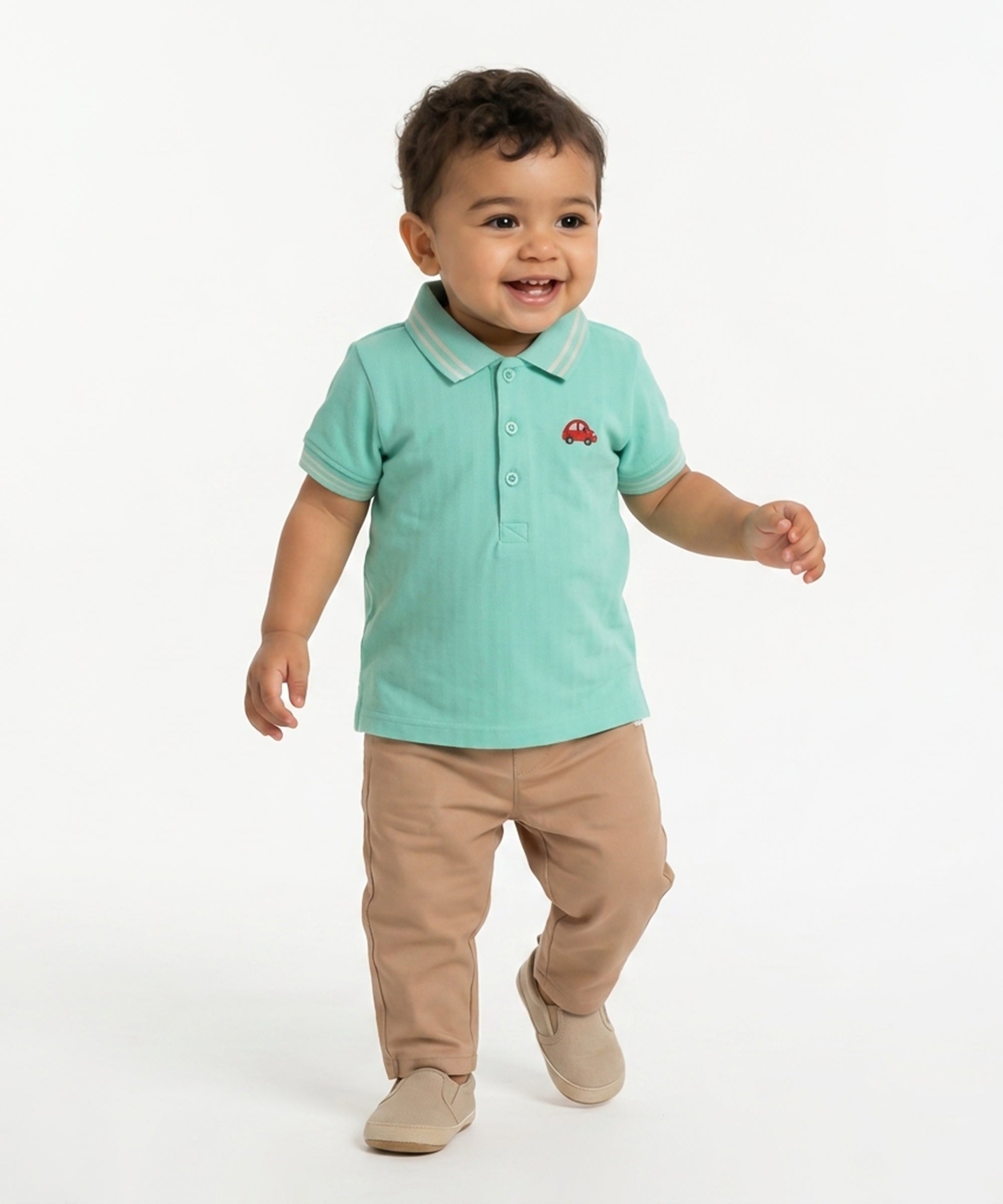 Baby Boys Solid Polo T-Shirt, Mint Green