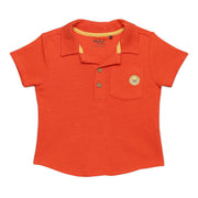 Baby Boys Solid Polo T-Shirt with Chest Embroidery, Orange