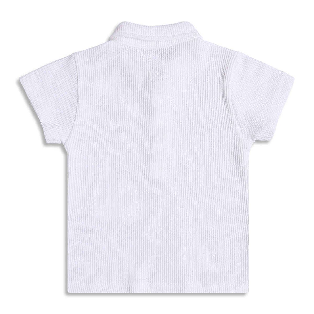 Baby Boys White Textured Cotton Polo T-Shirt Regular Fit Casual Kids T-Shirt