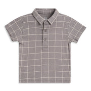 Baby Boys Grey Checked Cotton Polo T-Shirt Regular Fit Casual Kids T-Shirt