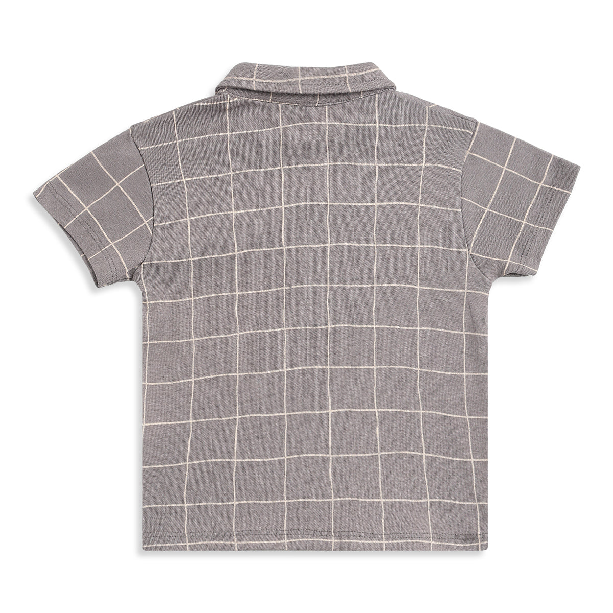 Baby Boys Grey Checked Cotton Polo T-Shirt Regular Fit Casual Kids T-Shirt