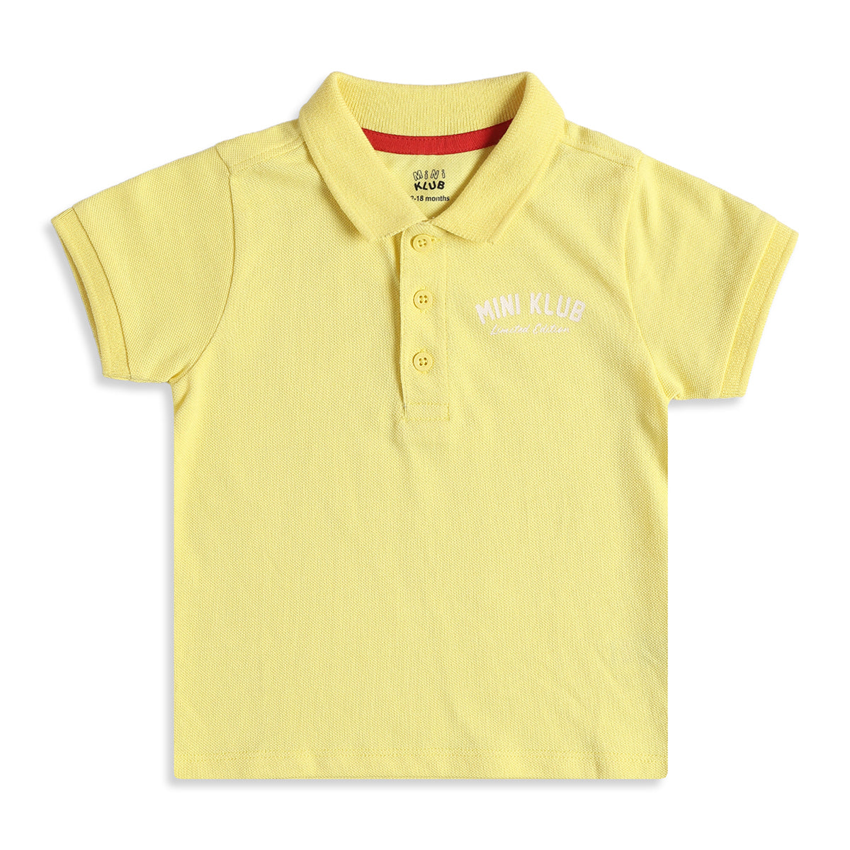 Baby Boys Yellow Cotton Polo Neck Regular Fit T-Shirt