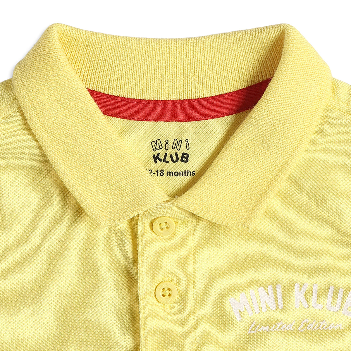Baby Boys Yellow Cotton Polo Neck Regular Fit T-Shirt