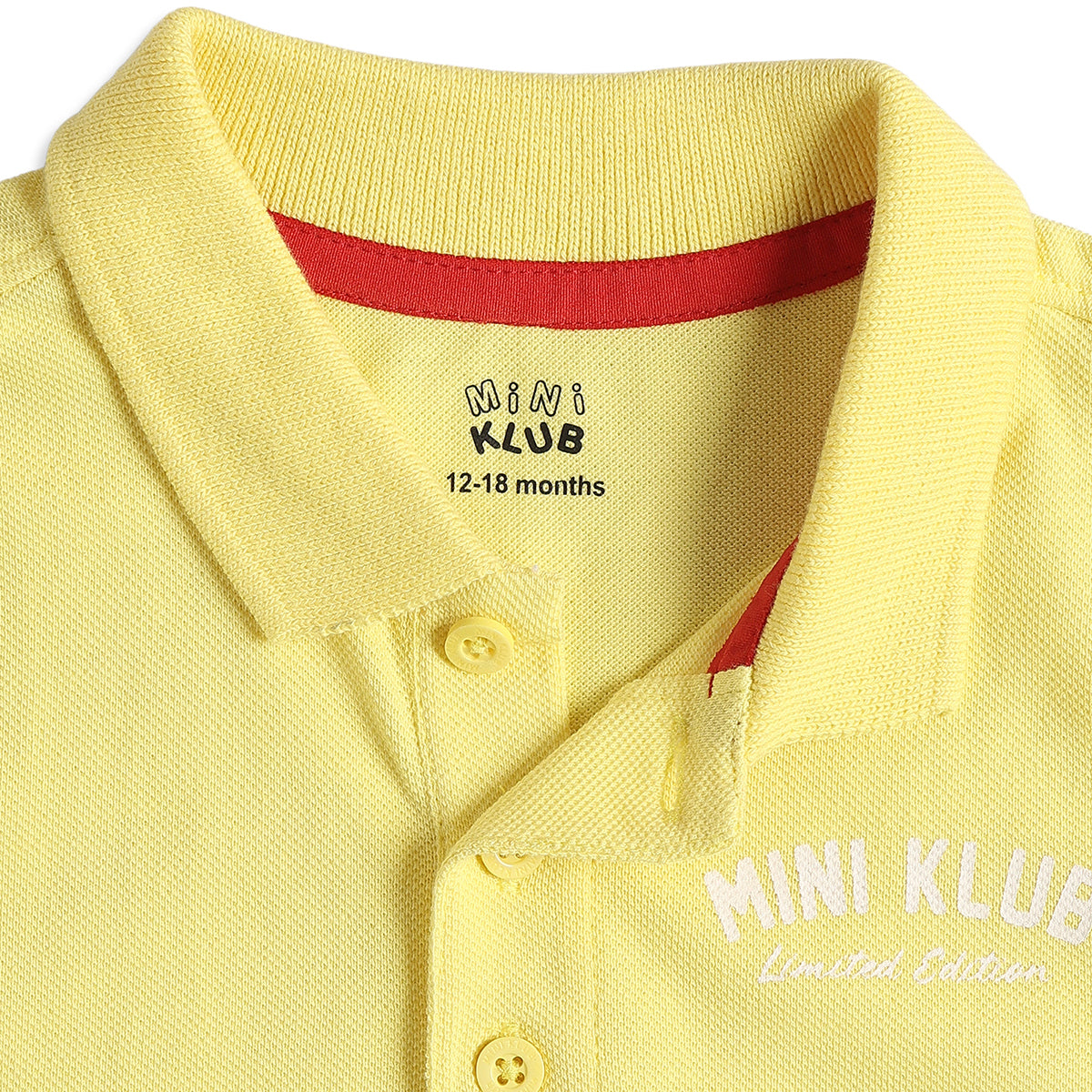 Baby Boys Yellow Cotton Polo Neck Regular Fit T-Shirt