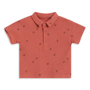 Baby Boys Rust Brown Cotton Waffle Polo T-Shirt Regular Fit Casual Wear